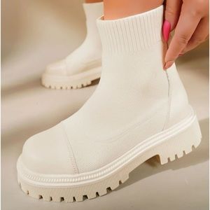 Minimalist slip on knitted boots